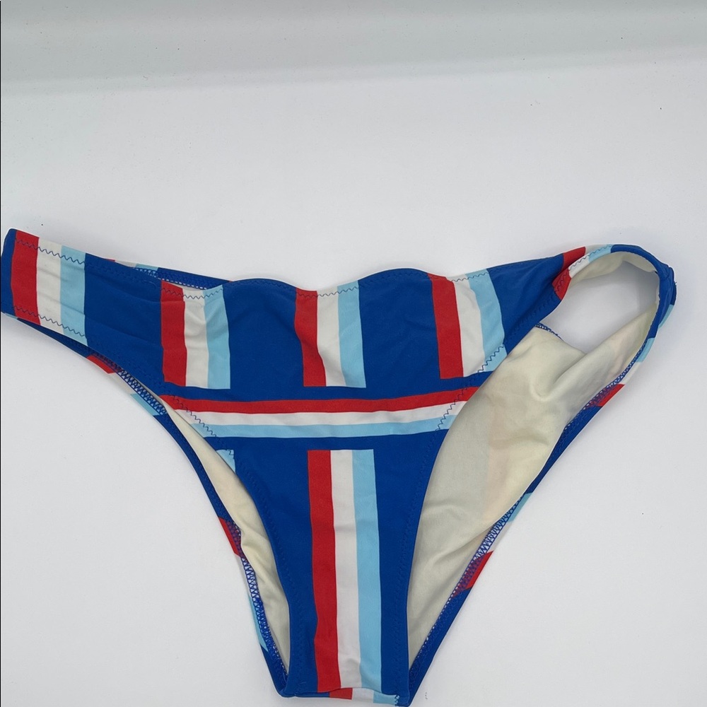 Cupshe Blue, Red & Light Blue Striped Bikini Bottom